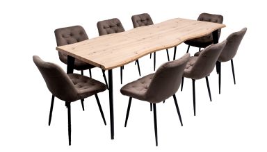 Set masa extensibila 160/220x90 cm MB-94, cu 8 scaune tapitate S-212 maro