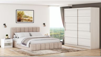 Set dormitor Cozy cappuccino, dulap Sara 200 cm Pin