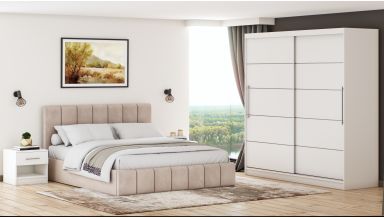 Set dormitor Cozy cappuccino, dulap Sara 200 cm Alb