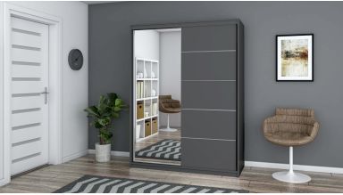 Dressing Gabriel cu oglinda, 150x200x61 cm, gri