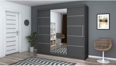 Dressing Iulian cu oglinda, 233x200x61 cm, gri