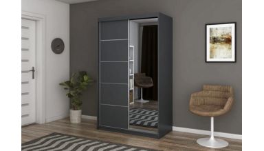 Dressing Teo cu oglinda, gri, 120x200x61 cm