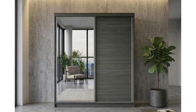 Dressing Ina, cu oglinda, 150x200x60 cm, Stejar Gri