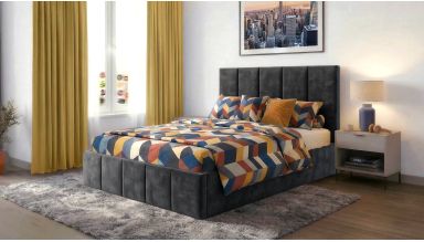 Pat Cozy, 120x200 cm, gri inchis, suport saltea din PAL