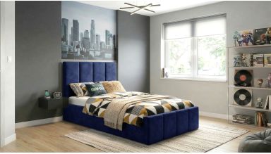 Pat Cozy, 90x200 cm, albastru, suport saltea din PAL
