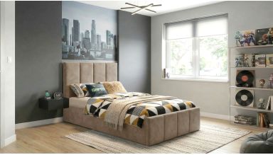 Pat Cozy, 90x200 cm, cappucino, suport saltea din PAL