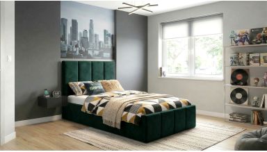 Pat Cozy, 90x200 cm, verde, suport saltea din PAL