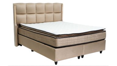 Pat Milano, 160x200 cm, cappuccino, somiera metalica rabatabila, saltea + topper
