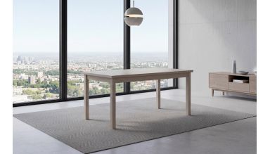 Masă bucatarie extensibila, MB-13 alba1, cashmere, 120-150160 x 80 cm, lemn masiv de fag/pal