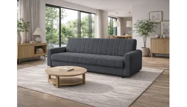 Canapea PIXI, 3 locuri, extensibila, gri inchis