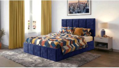 Pat Cozy, 120x200 cm, albastru, suport saltea din PAL