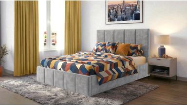 Pat Cozy cu saltea, 120x200 cm, gri deschis, suport saltea din PAL