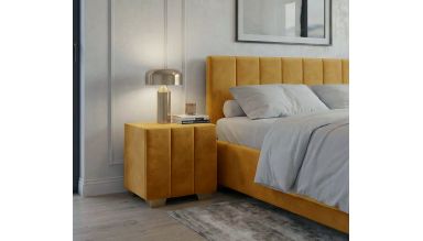 Noptiera tapitata Cozy 1d, 45x45x45 cm, galben