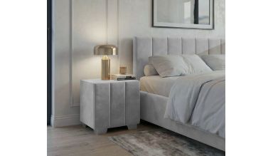 Noptiera tapitata Cozy 1d, 45x45x45 cm, gri deschis