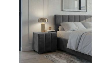 Noptiera tapitata Cozy 1d, 45x45x45 cm, gri inchis
