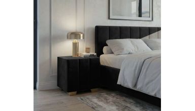 Noptiera tapitata Cozy 1d, 45x45x45 cm, negru