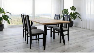 Set masa extensibila MB-13 (Oslo 5) negru/stejar artizan, cu 4 scaune S-38 (b14) op85