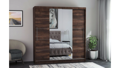 Dressing Sara, cu oglinda, 200x200x60 cm, Nuc Ristretto