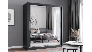 Dressing Milan, cu oglinda, 180x215x64 cm, negru