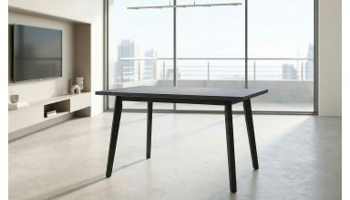 Masa extensibila 80x140-180 cm, Mb-13 Oslo5, Grafit/Negru, lemn masiv de fag si pal