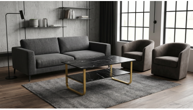 Masa cafea HT-229, 100x60 cm, negru, MDF
