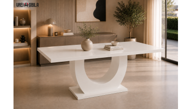 Masa extensibila 160-200 cm Ecuador, alb lucios, MDF vopsit