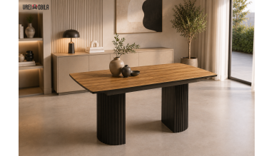 Masa extensibila 160-200 cm Premium, stejar/negru, MDF