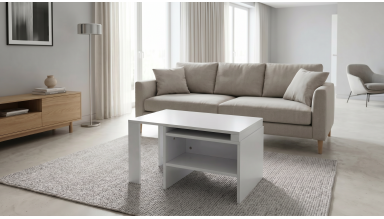 Masa cafea HT-196, 100x60x42 cm, alb, MDF