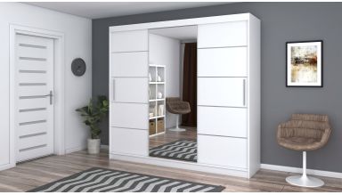 Dressing Iulian cu oglinda, 233x218x61 cm, alb