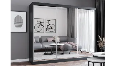 Dressing Milan, cu oglinda, 250x215x64 cm, negru