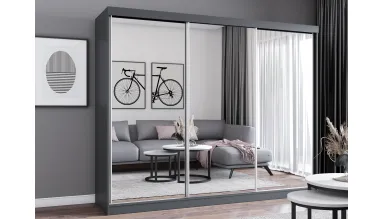 Dressing Milan, cu oglinda, 250x215x64 cm, gri