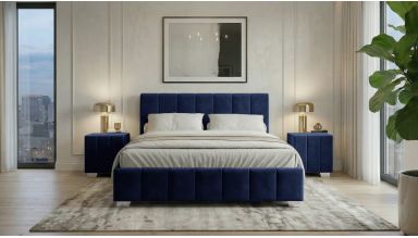 Pat Cozy, 160x200 cm, albastru, suport saltea din PAL