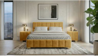 Pat Cozy, 160x200 cm, galben, suport saltea din PAL