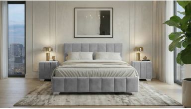 Pat Cozy, 160x200 cm, gri deschis, suport saltea din PAL