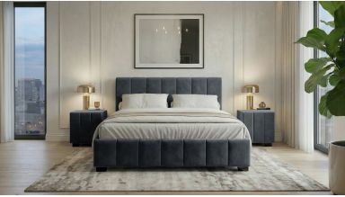 Pat Cozy, 160x200 cm, gri inchis, suport saltea din PAL