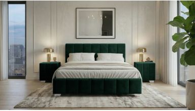 Pat Cozy, 160x200 cm, verde, suport saltea din PAL