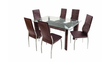 Set masa mb-06m cu 6 scaune s-07m, maro