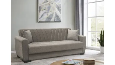 Canapea Sanem, extensibila, cu spatiu de depozitare, cappuccino