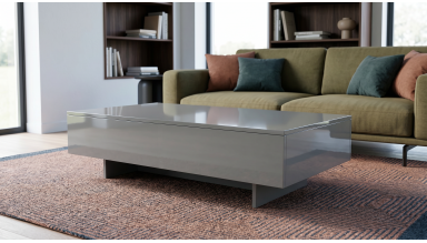 Masa cafea HT-005, 115x55x31 cm, gri, MDF lucios