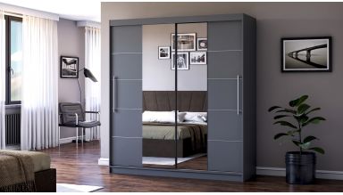Dressing Radu cu oglinda, 180x200x61 cm, gri