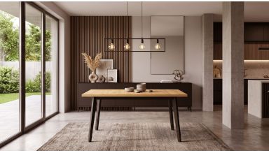 Masa extensibila Oslo5, 80-140/180, negru/stejar artizan