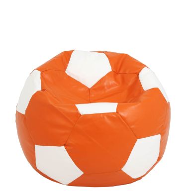 Fotoliu tip minge baby ball, bean bag, portocaliu-alb, imitatie piele, 59 cm