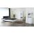 Dormitor Solano, alb, dulap 120 cm, pat cu tablie tapitata negru 160x200 cm, 2 noptiere, comoda