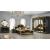 Dormitor Barocco Nero, negru/auriu, pat 160x200 cm, dulap cu 6 usi, comoda, 2 noptiere