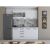 Bucatarie Alfa 180, Cu vitrina, Wenge/Alb, Blat termic travertin