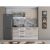 Bucatarie Alfa 180, Cu vitrina, Wenge/Alb, Blat termic travertin