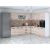 Bucatarie de colt Alfa, Corp inalt cuptor, Cu vitrina, Sonoma, Blat termic travertin