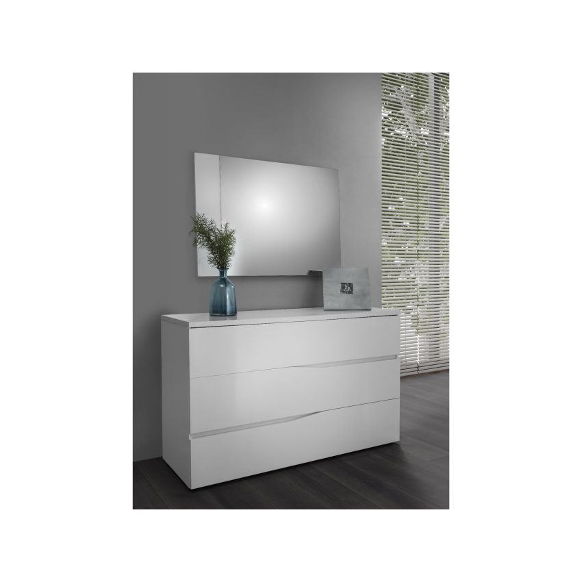 Dormitor elsa, alb, pat 160x190, dulap cu 3 usi culisante, 2 noptiere, comoda
