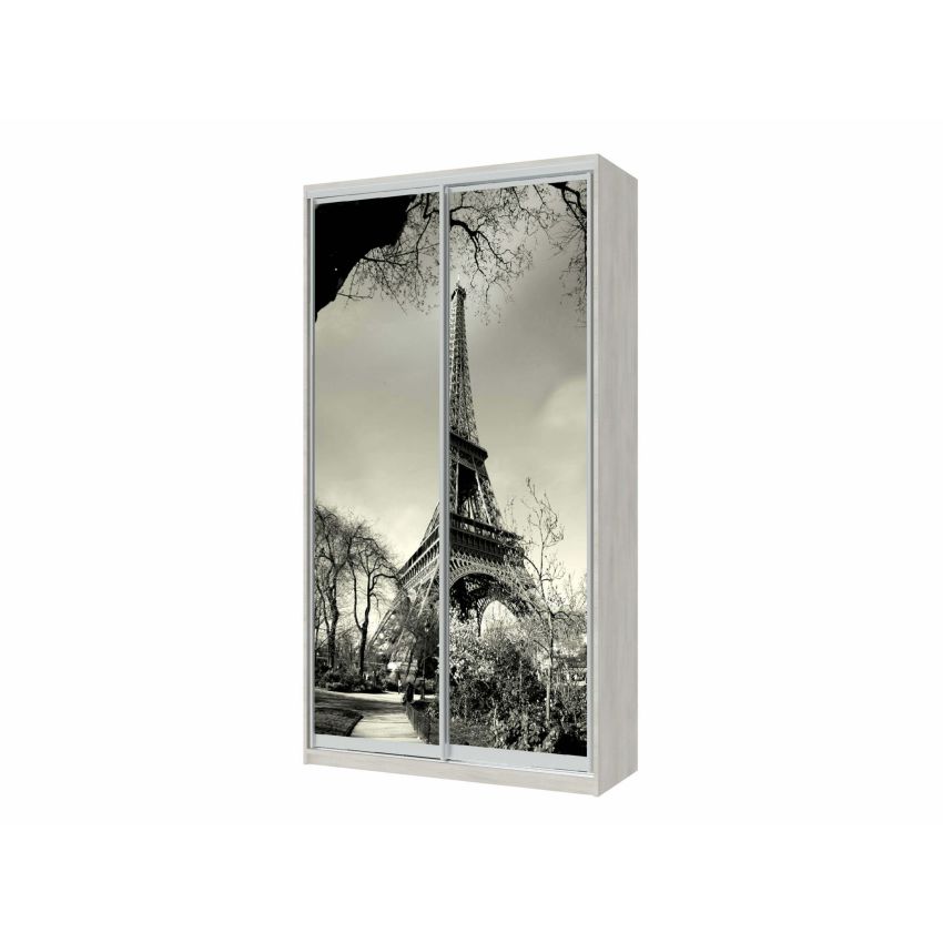 Dressing eiffel cu fotoprint, alb murdar, 120x225x60 cm, 2 usi culisante
