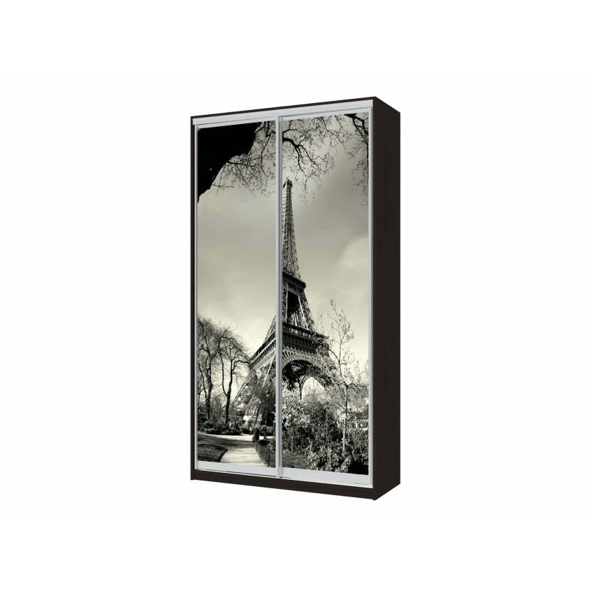 Dressing eiffel cu fotoprint, wenge, 120x225x60 cm, 2 usi culisante